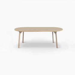 Domusnord Room ovale eettafel van eikenhout met linoleum 180 x 110 cm - Macadamia / Warm Beige