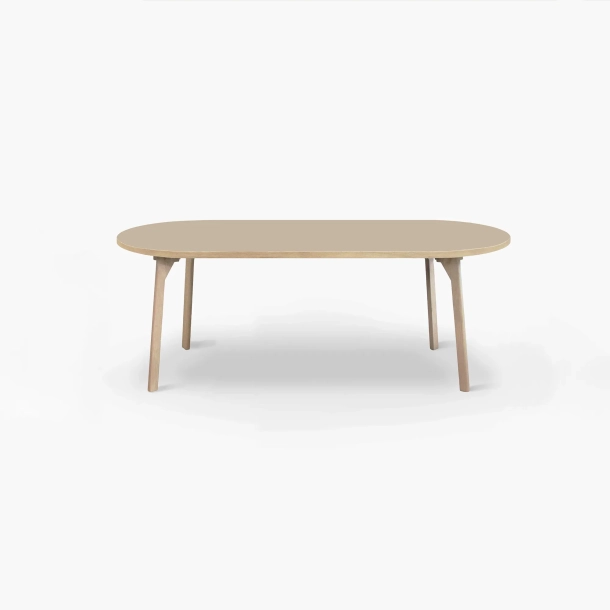 Domusnord Room ovale eettafel van eikenhout met linoleum 180 x 110 cm - Macadamia / Warm Beige