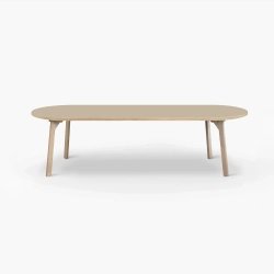 Domusnord Room ovale eettafel van eikenhout met linoleum 240 x 110 cm - Macadamia / Warm Beige