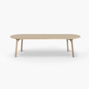 Domusnord Room ovale eettafel van eikenhout met linoleum 240 x 110 cm - Macadamia / Warm Beige
