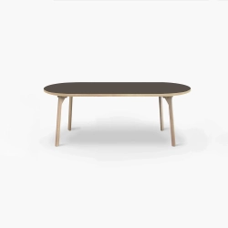 Domusnord Room ovale eettafel van eikenhout met linoleum 180 x 110 cm - Mauve / Bruin
