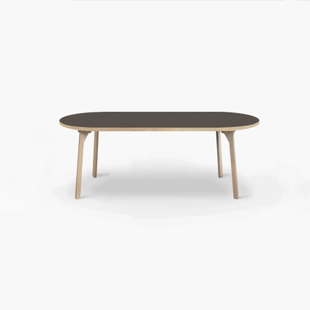 Domusnord Room ovale eettafel van eikenhout met linoleum 180 x 110 cm - Mauve / Bruin