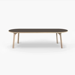 Domusnord Room ovale eettafel van eikenhout met linoleum 240 x 110 cm - Mauve / Bruin
