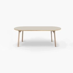 Domusnord Room ovale eettafel van eikenhout met linoleum 180 x 110 cm - Mushroom / Beige