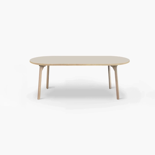 Domusnord Room ovale eettafel van eikenhout met linoleum 180 x 110 cm - Mushroom / Beige