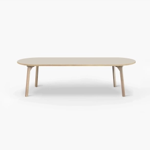 Domusnord Room ovale eettafel van eikenhout met linoleum 240 x 110 cm - Mushroom / Beige