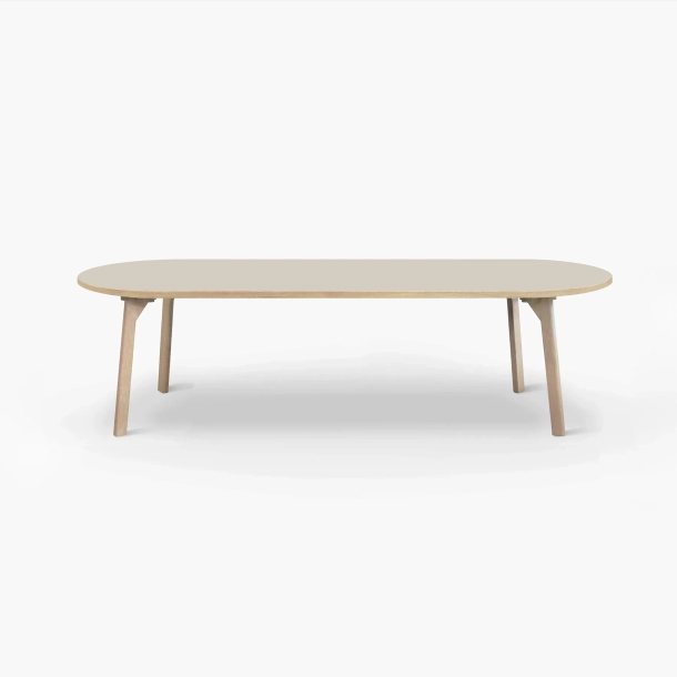 Domusnord Room ovale eettafel van eikenhout met linoleum 240 x 110 cm - Mushroom / Beige