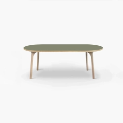 Domusnord Room ovale eettafel van eikenhout met linoleum 180 x 110 cm - Olive / Groen