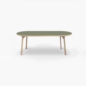 Domusnord Room ovale eettafel van eikenhout met linoleum 180 x 110 cm - Olive / Groen