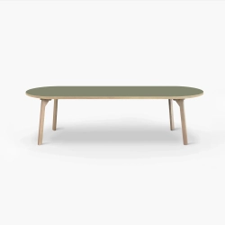 Domusnord Room ovale eettafel van eikenhout met linoleum 240 x 110 cm - Olive / Groen