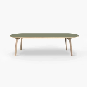 Domusnord Room ovale eettafel van eikenhout met linoleum 240 x 110 cm - Olive / Groen