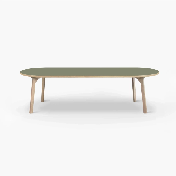 Domusnord Room ovale eettafel van eikenhout met linoleum 240 x 110 cm - Olive / Groen