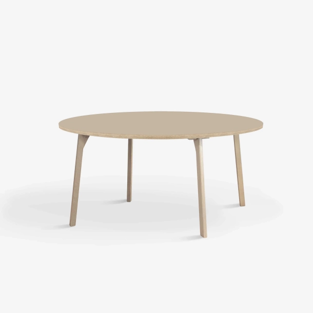 Domusnord Room ronde eettafel van eikenhout met linoleum �120 cm - Macadamia / Warm Beige