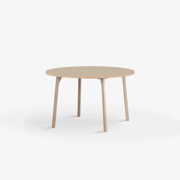 Domusnord Room ronde eettafel van eikenhout met linoleum �90 cm - Macadamia / Warm Beige