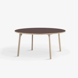 Domusnord Room ronde eettafel van eikenhout met linoleum �120 cm - Mauve / Bruin
