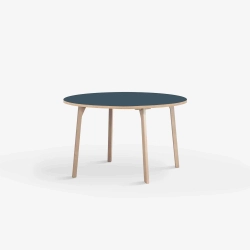 Domusnord Room ronde eettafel van eikenhout met linoleum �90 cm - Smokey Blue / Blauw
