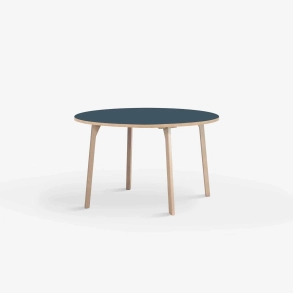 Domusnord Room ronde eettafel van eikenhout met linoleum �90 cm - Smokey Blue / Blauw