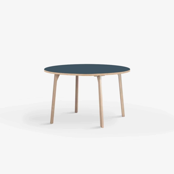 Domusnord Room ronde eettafel van eikenhout met linoleum �90 cm - Smokey Blue / Blauw