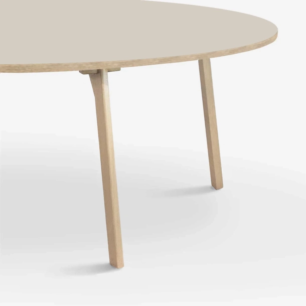 Domusnord Room ovale eettafel van eikenhout met linoleum 180 x 110 cm - Mushroom / Beige