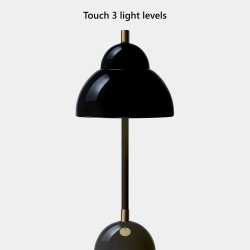 ortable lampe Bubble Free sort med 3 touch lysniveauer &ndash; ledningsfri bordlampe med lysd�mper og op til 10 timers driftstid.