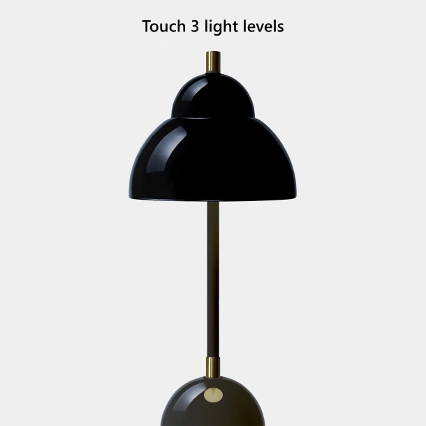 ortable lampe Bubble Free sort med 3 touch lysniveauer &ndash; ledningsfri bordlampe med lysd�mper og op til 10 timers driftstid.