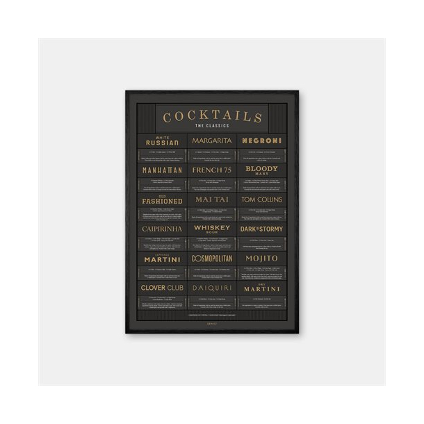 Gehalt Cocktails The Classics plakat 50x70 – koksgrå