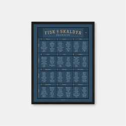 Gehalt Fisk &amp; Skaldyr plakat  mrkebl