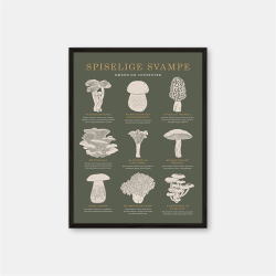 Gehalt Spiselige Svampe plakat – mørkegrøn