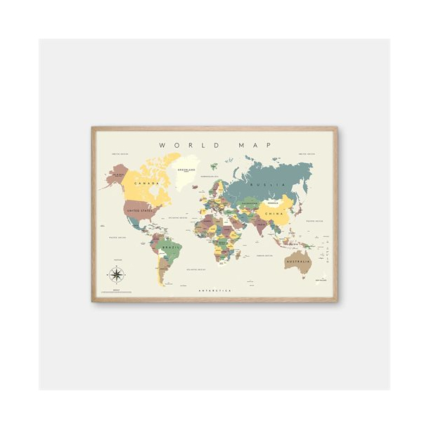 Gehalt World Map plakat – grå (plakat på engelsk)