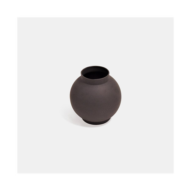 Keramik lille vase glaseret hndstbt porceln - mat mrkegr