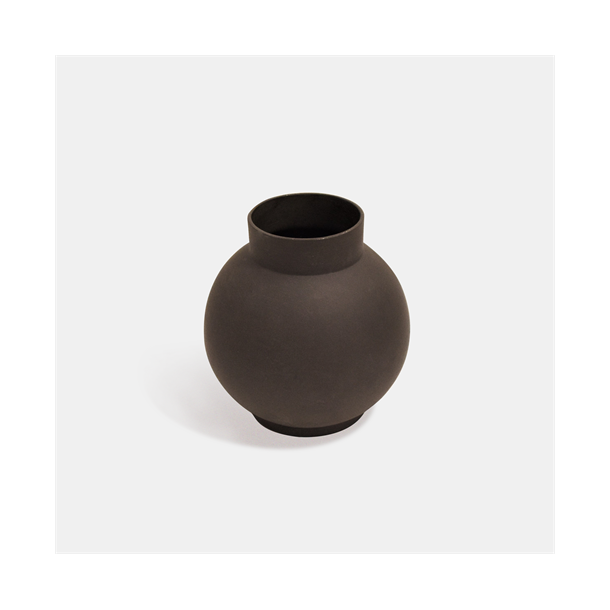 Keramik stor vase glaseret hndstbt porceln - mat mrkegr