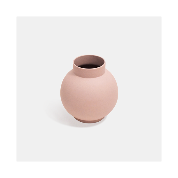 Keramik stor vase glaseret hndstbt porceln - mat rosa