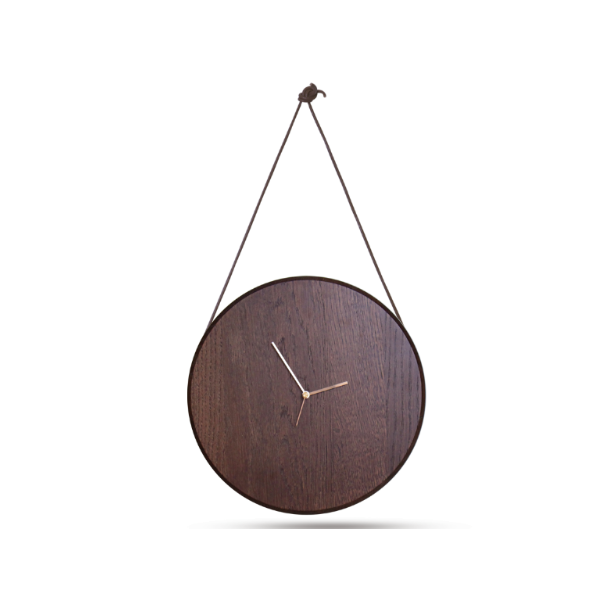 Mux Clock - dansk design vgur i egetr - mrk rget
